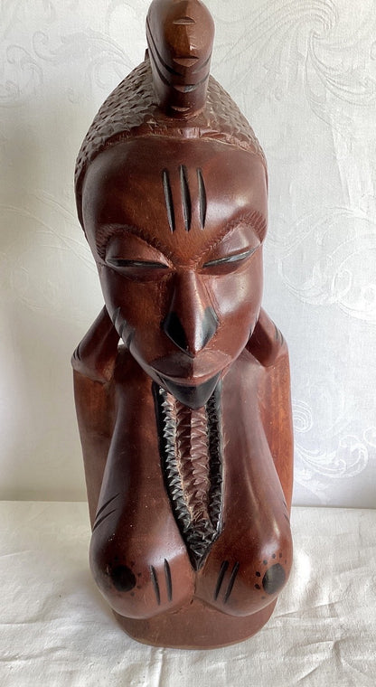 Afrikanische Holzbüste Frau handgeschnitzt Stammeskunst Skulptur Schnitzerei
