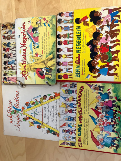 4xVintage Kinderbilderbücher Zehn kleine Negerlein Zehn kleine Heinzelmännchen