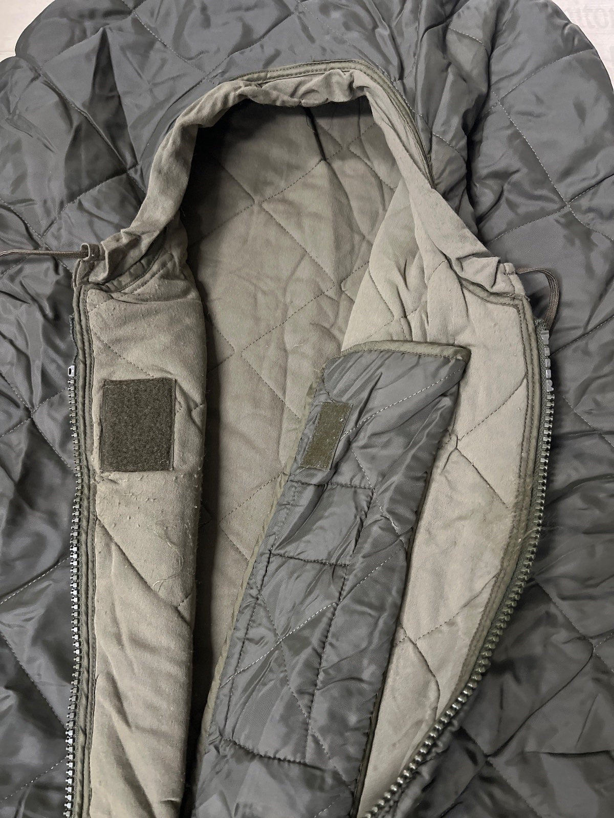 Bundeswehr Mumien-Schlafsack, Oliv, Gr.3, 1986, Maquette-Laned mit Packsack