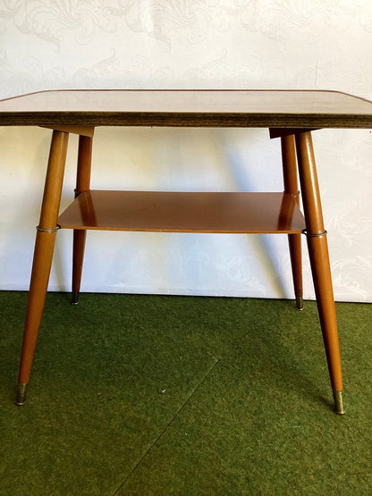 Vintage Couchtisch 50er 60er Mid Century Holz Formica Nierentisch-Ära Ablage
