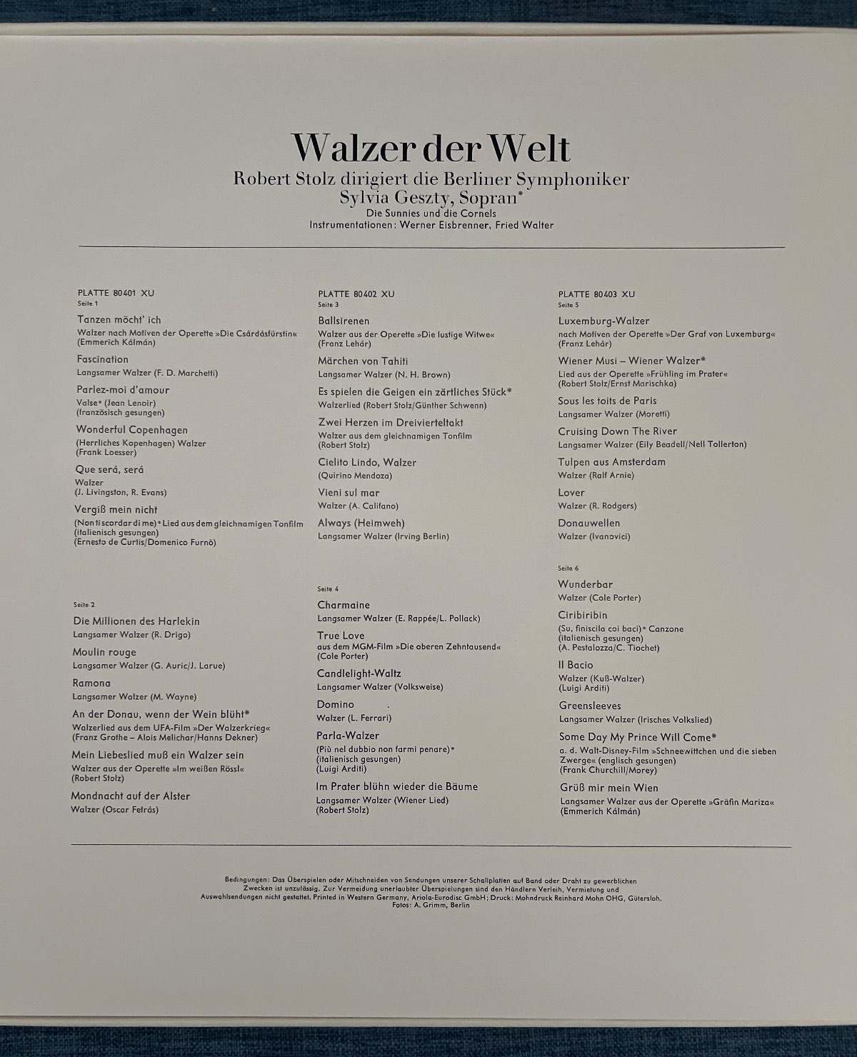 Walzer der Welt, Robert Stolz, Berliner Symphoniker, Eurodisc 3LP Box, 1970-1980
