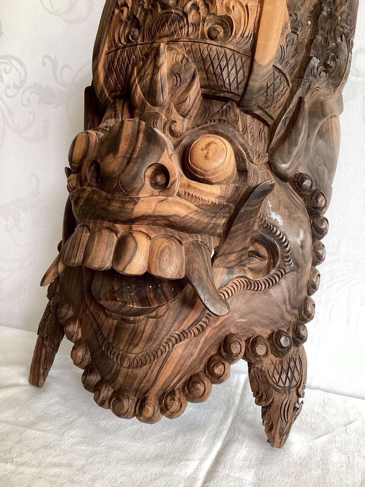 Große Balinesische Barong Holzmaske Wandmaske Handgeschnitzt Bali Deko