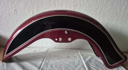 Motorrad Kotflügel vorne Stahl rot schwarz Zierstreifen Oldtimer Custombike Teil