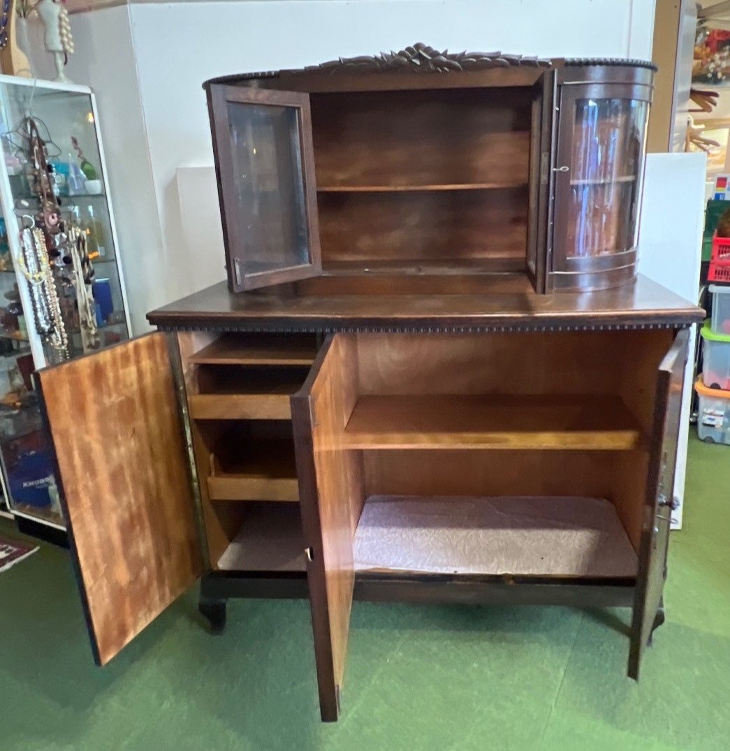 Antiker Eichen Buffetschrank, Vitrinenschrank, Jugendstil/Gründerzeit