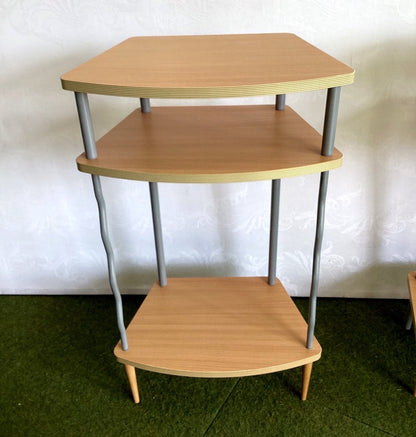 3-stufiges Eckregal Beistelltisch Holzoptik grau Buche Retro Design Standregal