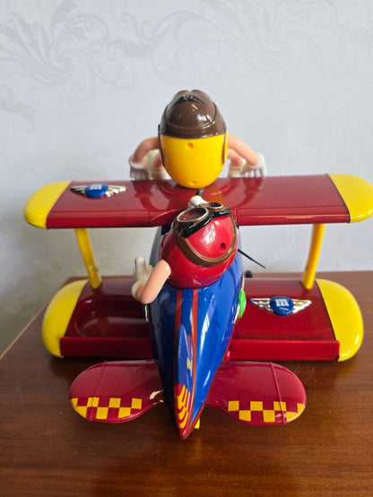 M&M's Candy Dispenser Spender Doppeldecker Flugzeug Yellow Red Figur