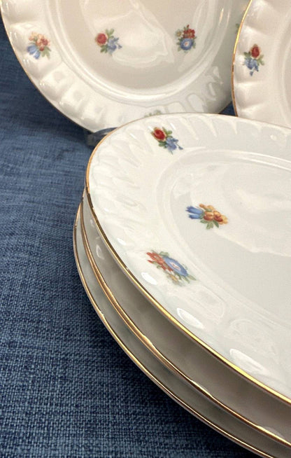 Thomas Bavaria Porzellan Frühstücks Teller Set 6x Blumendekor Goldrand Vintage