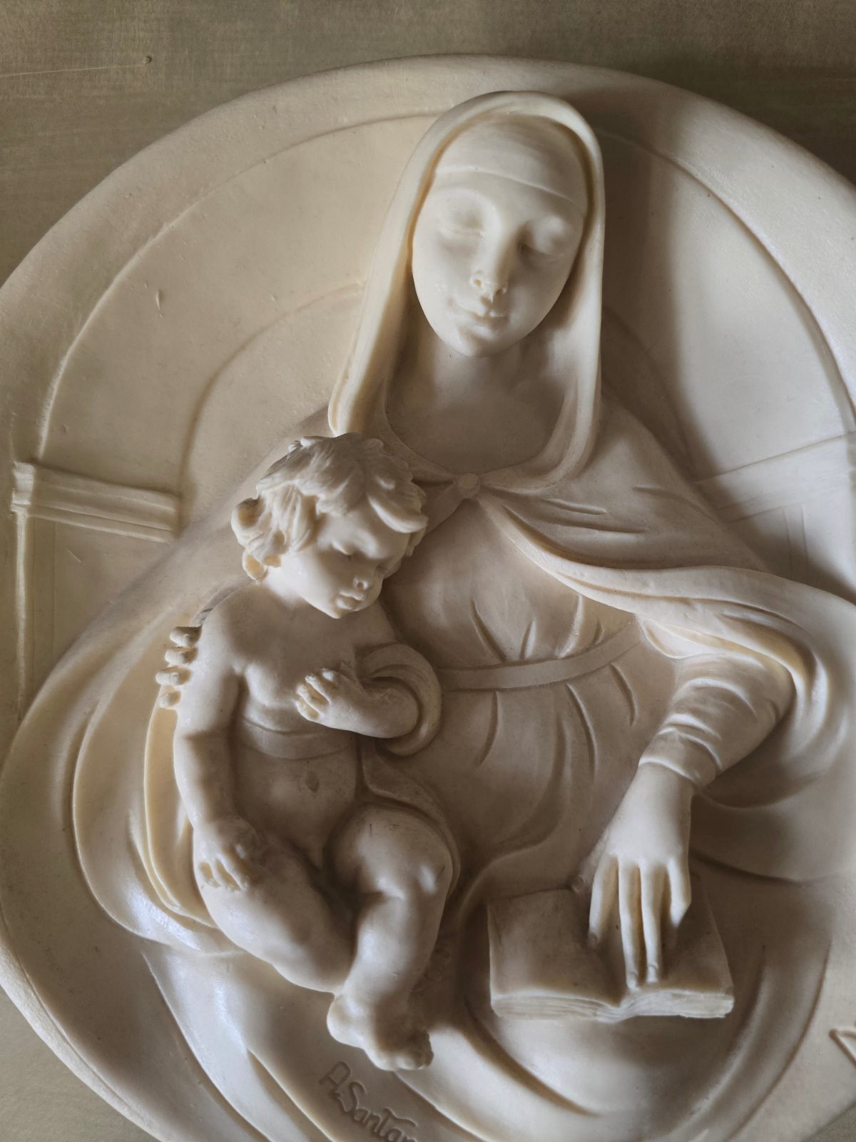 Studio Dante Volteradici Madonna Saggia Relief Platte A.Santangela 1983