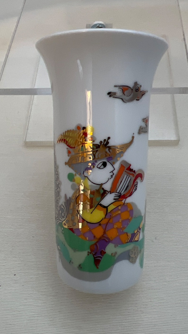 Rosenthal Porzellan Vase, Harlekin Motiv, bunt, Künstlervase, B. Wiinblad