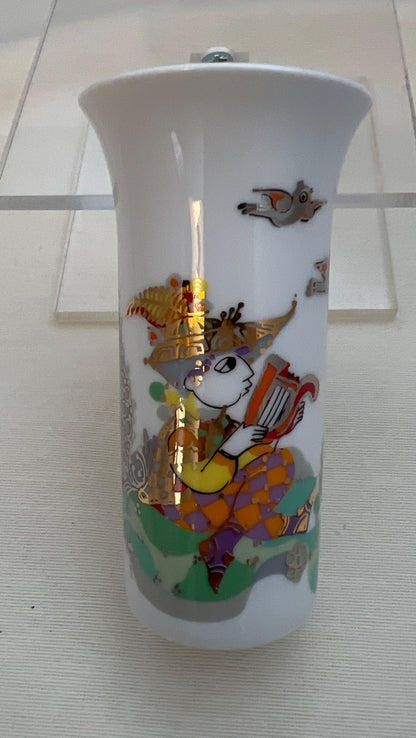 Rosenthal Porzellan Vase, Harlekin Motiv, bunt, Künstlervase, B. Wiinblad