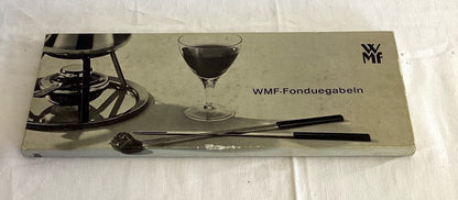 WMF Fonduegabeln 6er Set Germany Edelstahl schwarze Griffe Vintage OVP