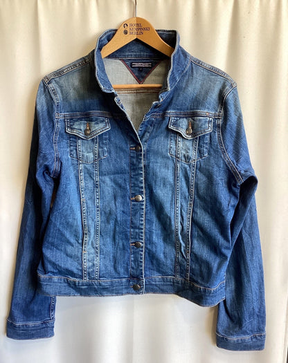 Tommy Hilfiger Damen Jeansjacke Denim Jacket Gr. 14 Blau Used-Look