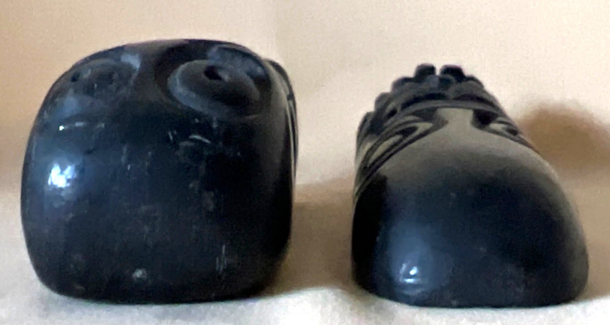 2 schwarze Steinfiguren, Tiki Idol Azteken Skulptur, Stein, Deko Set