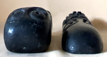 2 schwarze Steinfiguren, Tiki Idol Azteken Skulptur, Stein, Deko Set
