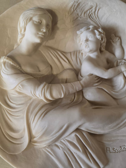 A. Santangela Madonna Beata Reliefplatte 1980 Madonne Viventi Toskana Italien