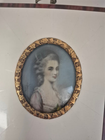 Lupenmalerei  Portrait Elfenbein gemalt Constanze Weber Mozarts Braut