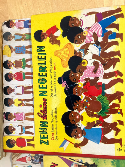 4xVintage Kinderbilderbücher Zehn kleine Negerlein Zehn kleine Heinzelmännchen