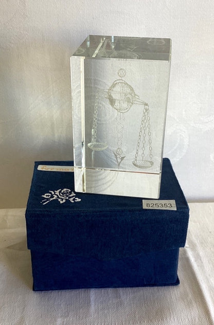 formano 3D Laser Kristallglas Quader Sternzeichen Waage Deko mit Box