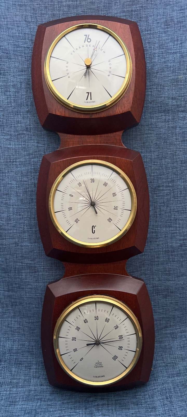 Goldtime Wetterstation Barometer Thermometer Hygrometer Holz