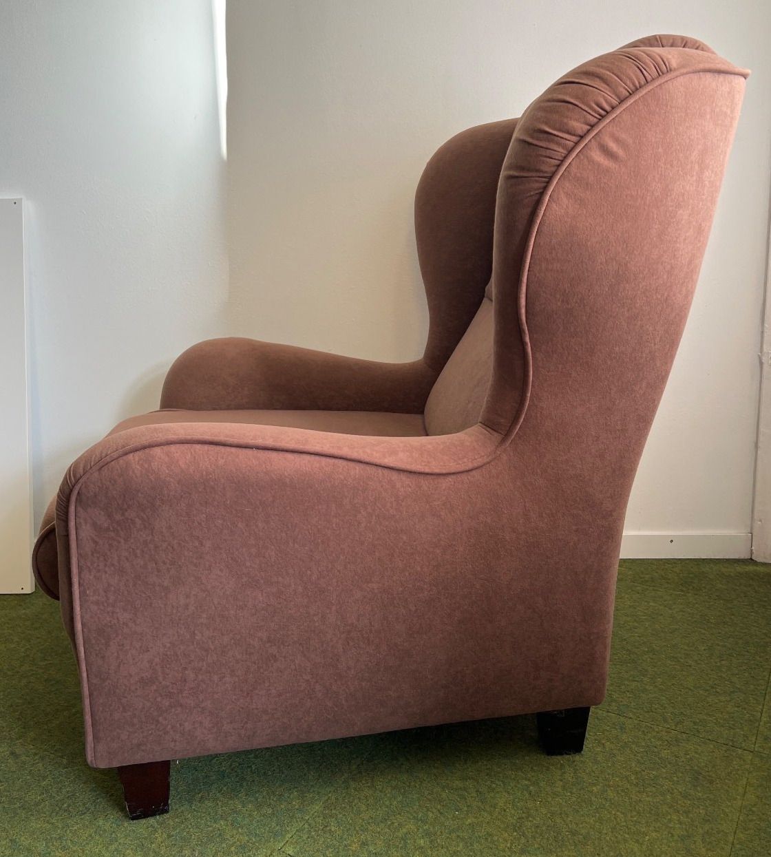 Ohrensessel mit Hocker, TV-Sessel, Relaxsessel, moccafarben, Microfaser/ Velours