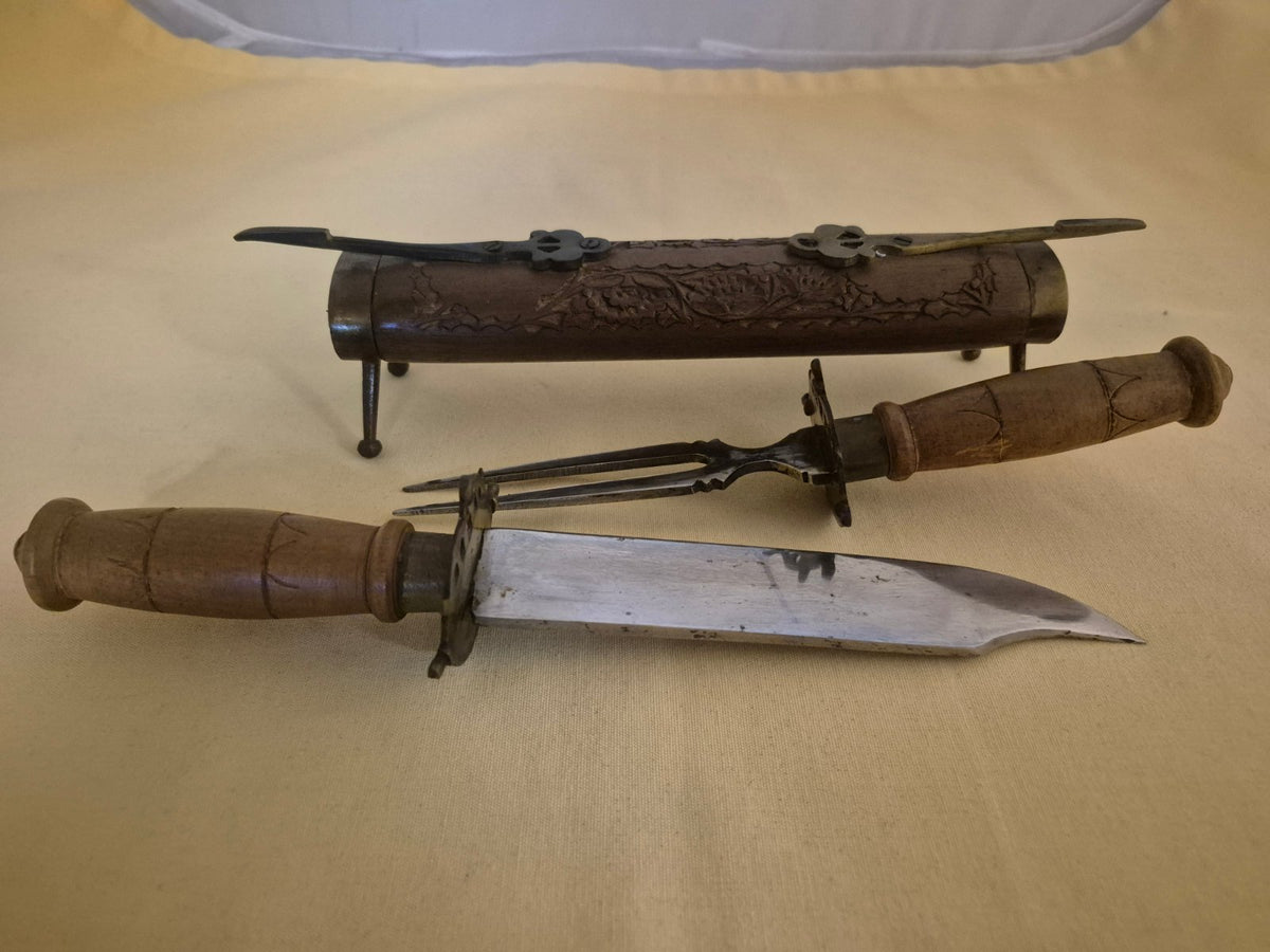 Tranchierbesteck - dreiteilig - Jagdbesteck mit Halter