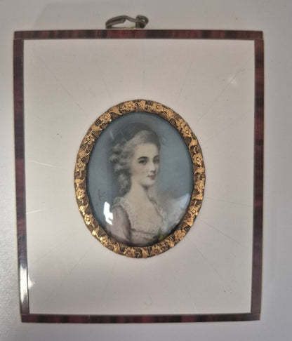 Lupenmalerei  Portrait Elfenbein gemalt Constanze Weber Mozarts Braut