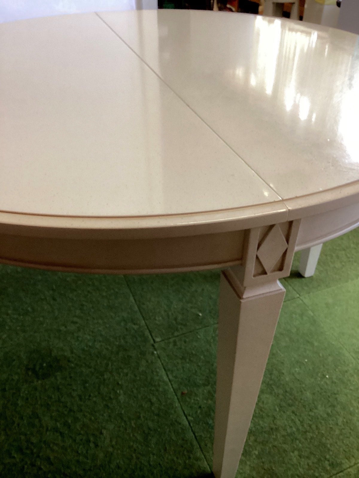 Runder Esstisch ausziehbar weiß Holz Einlegeplatte Landhaus Shabby Chic