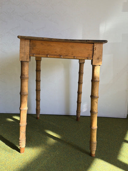 Antiker Beistelltisch Faux Bamboo Holz Schublade