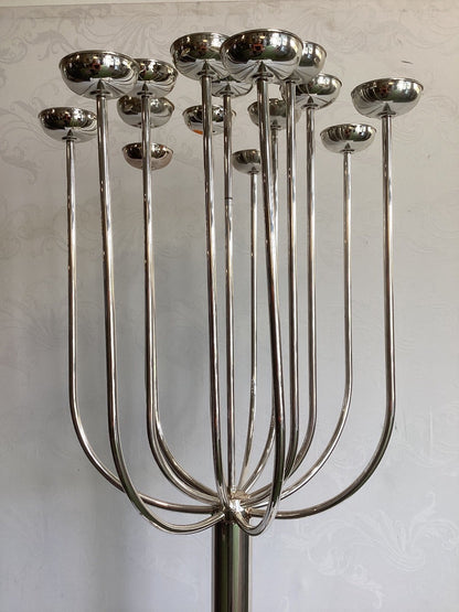 Großer Kerzenständer Kandelaber 15 - armig Chrom Metall Design Bodenständer