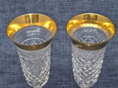 Josephinenhütte - Design: Ernestine - zwei Sektflöten - Kristallglas - 24 Karat