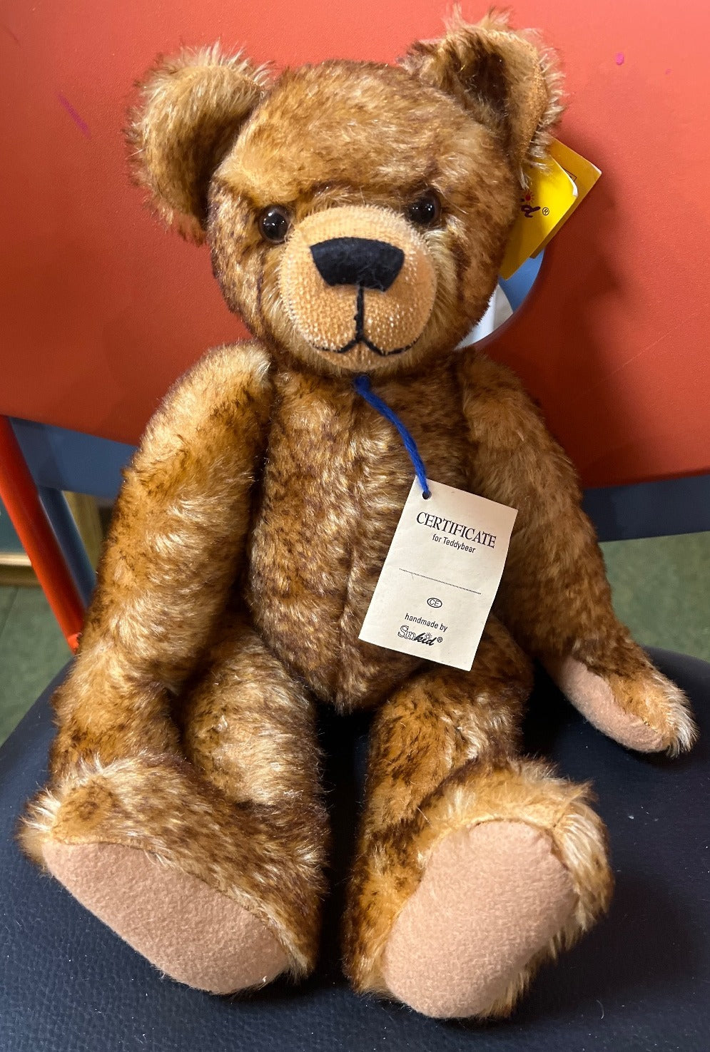 Sunkid Teddybär, handmade, 100 %Mohair, Sammlerbär, mit Zertifikat vintage braun