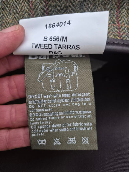 Barbour Tweed Tarras Bag Umhängetasche Schultertasche Herringbone Grün Leder