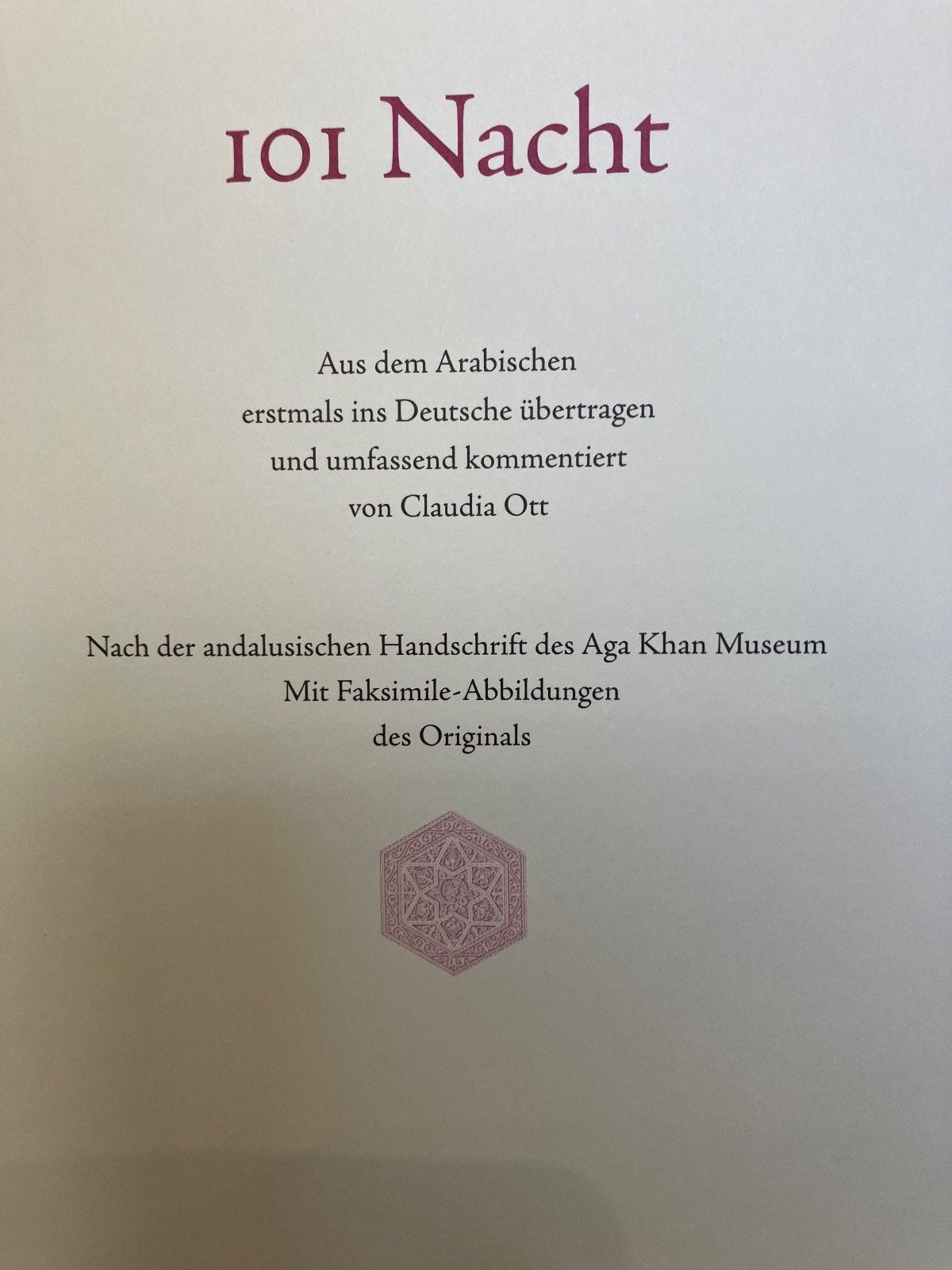 101 Nacht Manesse Claudia Ott Arabisch Deutsch Aga Khan Handschrift Faksimile