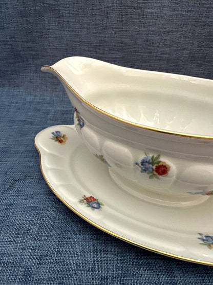 Thomas Bavaria Soßenschiffche einteilig  Blumendekor Goldrand  50/60er