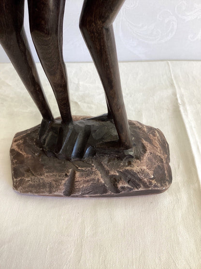 Afrikanische Holzskulptur Pärchen abstrakt Figur Paar Kunst Handarbeit 36 cm