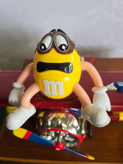 M&M's Candy Dispenser Spender Doppeldecker Flugzeug Yellow Red Figur