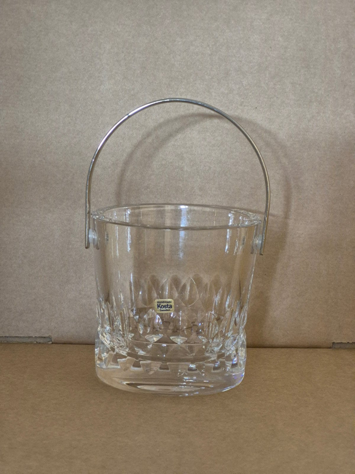Kosta Kristall Eiskübel Glas mit Metallhenkel Vintage