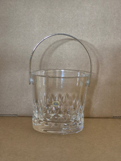 Kosta Kristall Eiskübel Glas mit Metallhenkel Vintage