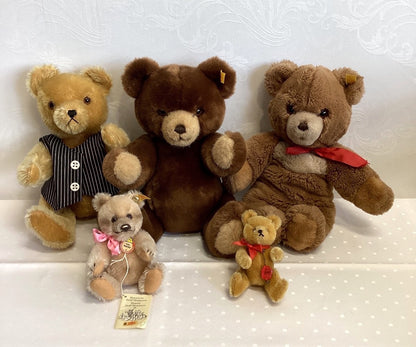 5 Steiff Teddybär Konvolut Jackie 1953 Miniatur Hermann Teddy linke Teddy brummt