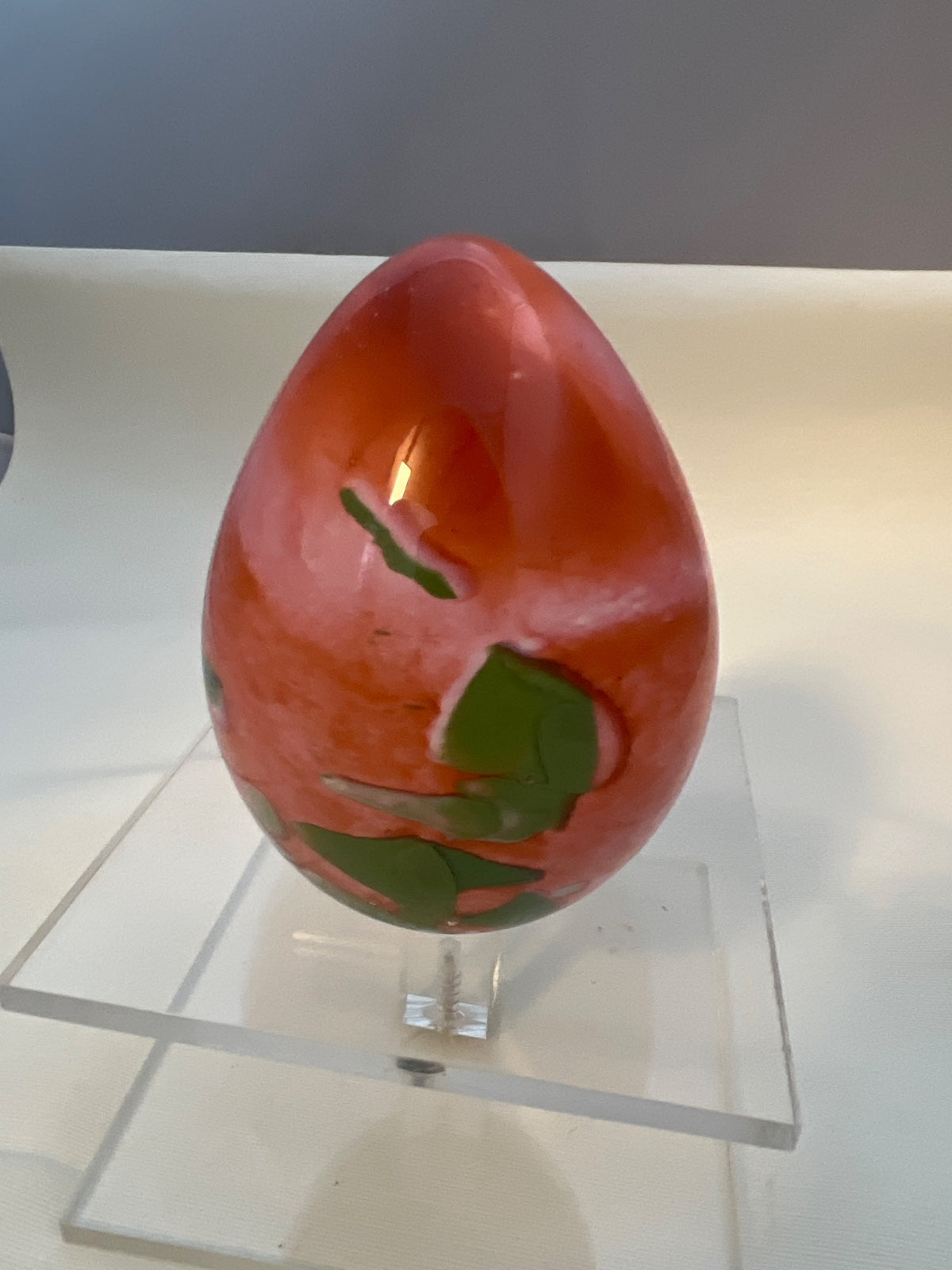 Glas, Deko-Ei, rot grün marmoriert, Murano-Stil