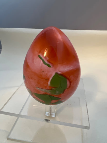 Glas, Deko-Ei, rot grün marmoriert, Murano-Stil