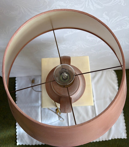 Tischlampe Keramik Amphore Henkel rosa altrosa Lampenschirm  Vintage
