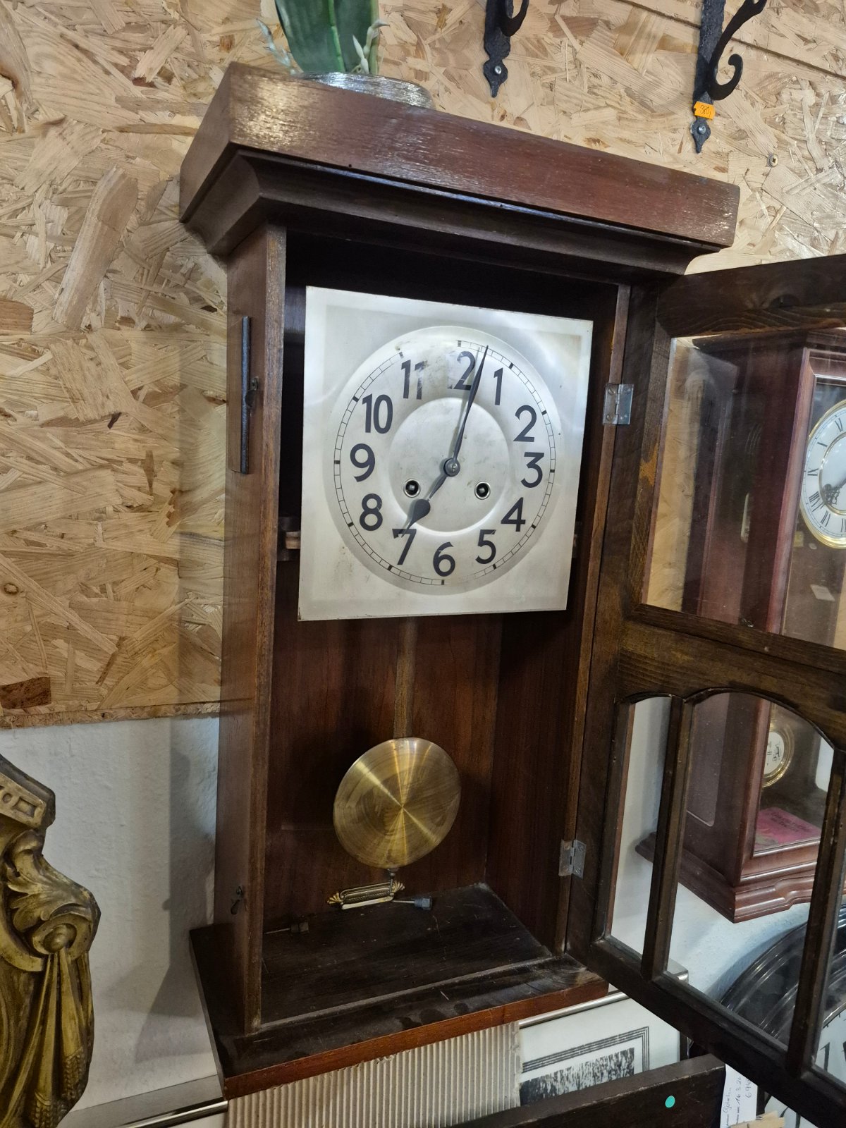 Antike Regulator Wanduhr Pendel Holzgehäuse Art Déco Schlagwerk