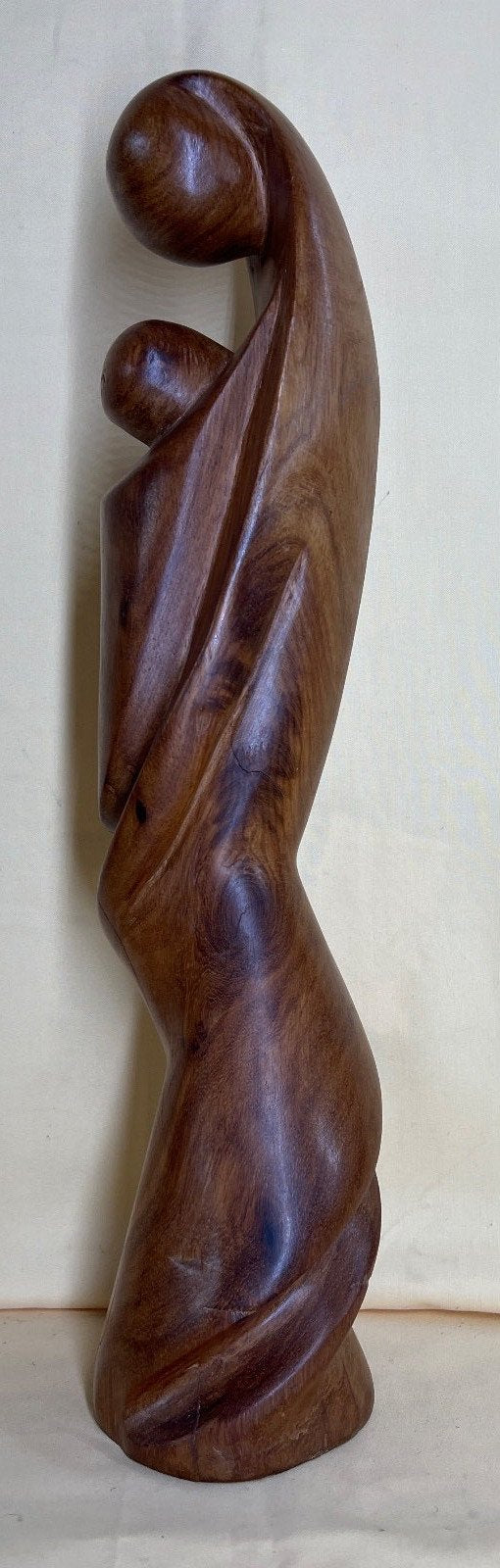 Holzskulptur "Mutter & Kind" Holz-Figur, abstrakt, geschnitzt, Handarbeit, 45 cm