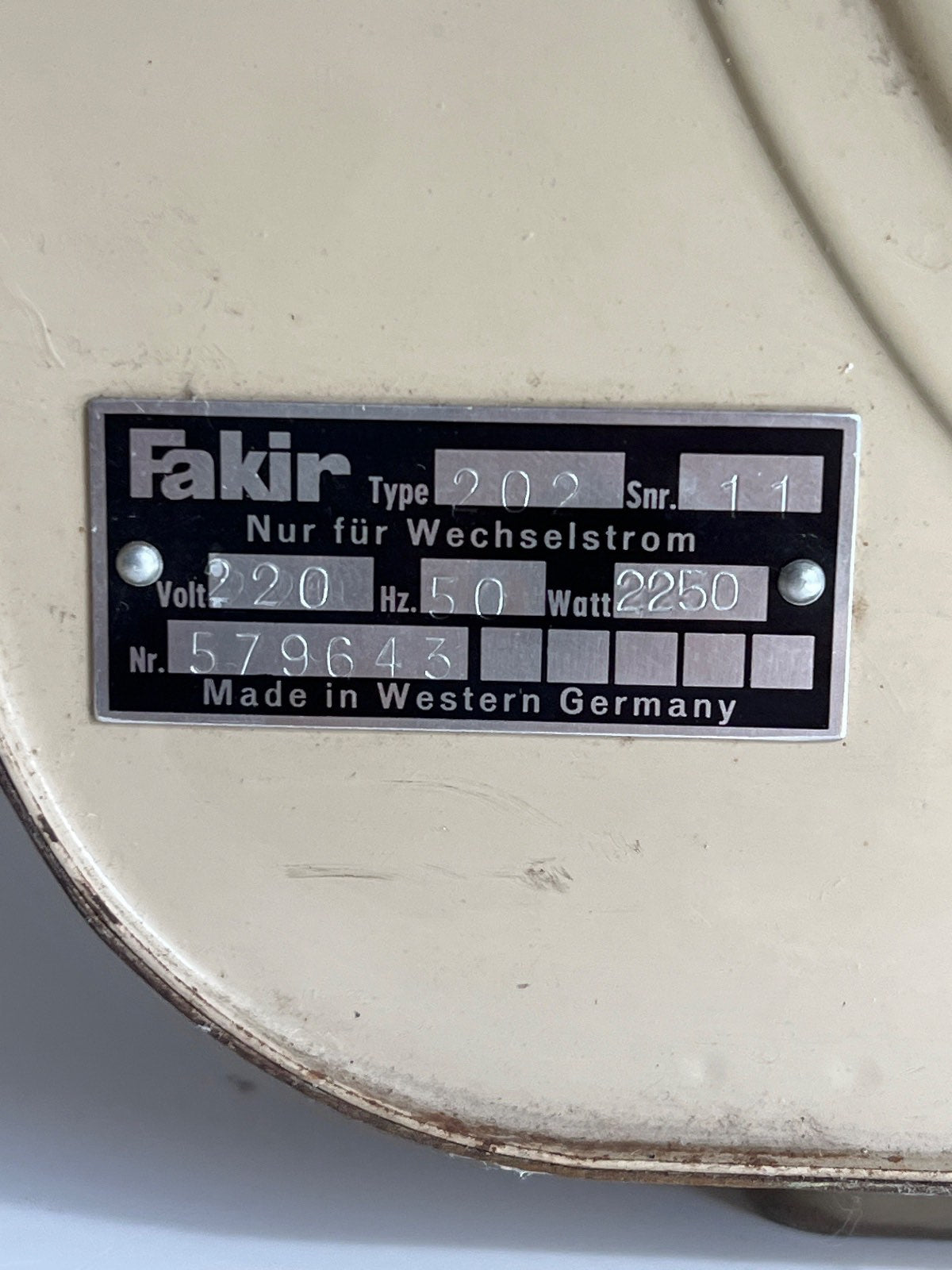 Fakir Heizlüfter - Elektroheizer -Type 202 - 50er 60er Jahre - Made in Germany