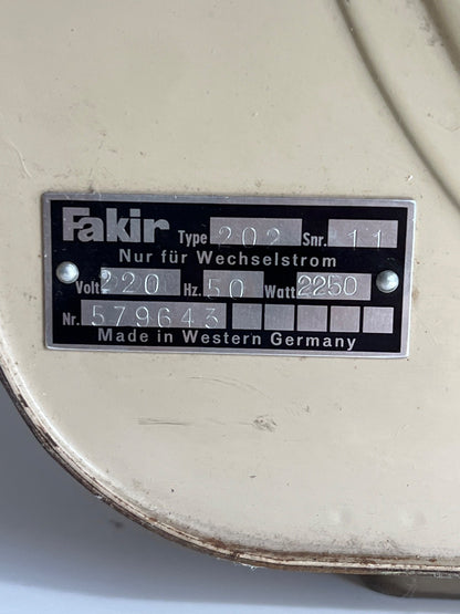 Fakir Heizlüfter - Elektroheizer -Type 202 - 50er 60er Jahre - Made in Germany