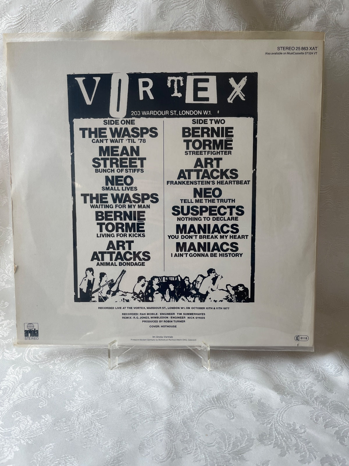 Live At The Vortex Volume One LP Vinyl Punk 1977 Ariola The Wasps Art Attacks