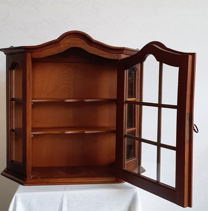 Hängevitrine Eiche Holz Glasfront Sammlervitrine Wandvitrine Vintage