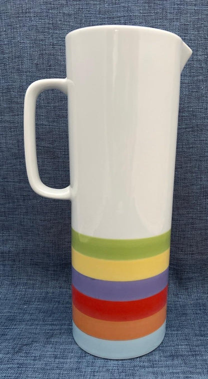 Thomas Porzellan - Kanne - Karaffe - Krug, Regenbogen Streifen, Sockel bunt