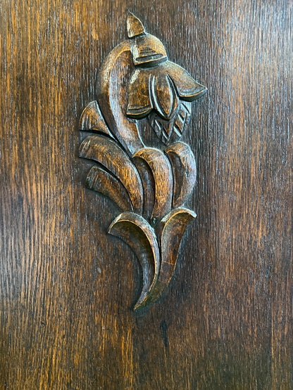 Antiker Eichen Buffetschrank, Vitrinenschrank, Jugendstil/Gründerzeit